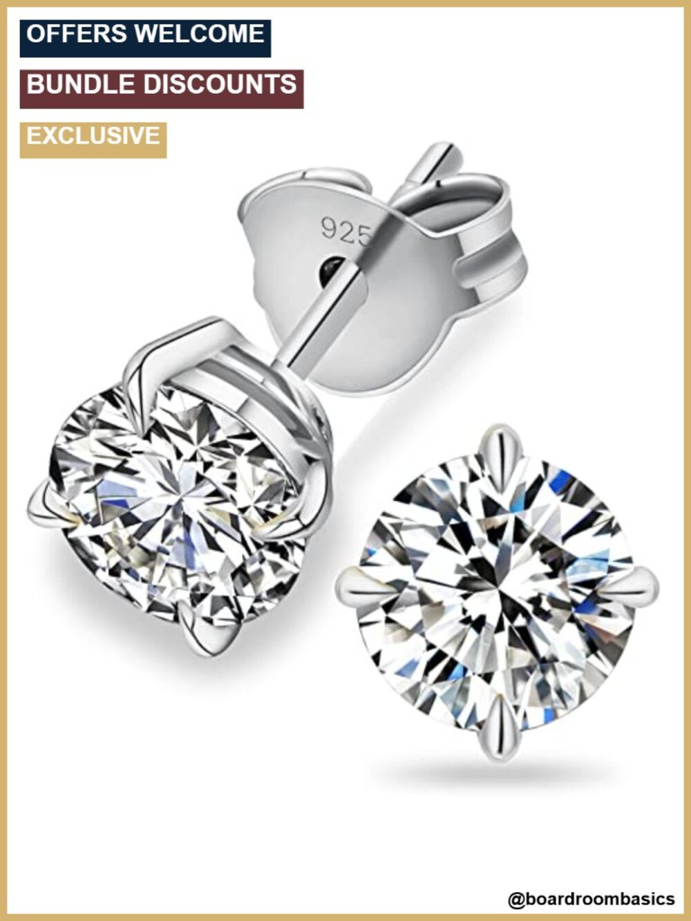 Moissanite Stud Earrings 14K White Gold Plated S925 Sterling Silver VVS1 D Color
